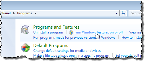 การคลิกเปิดหรือปิดคุณลักษณะต่างๆของ Windows ใน Windows 7