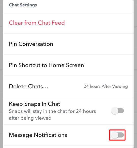 วิธีปิดการใช้งานการแจ้งเตือนข้อความสำหรับบุคคลใดบุคคลหนึ่งในรูปภาพ Snapchat
