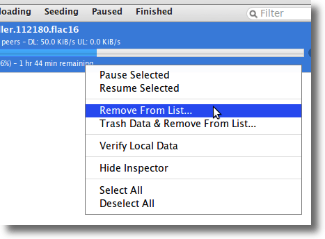 ตัวเลือก Torrent เว็บอินเทอร์เฟซ