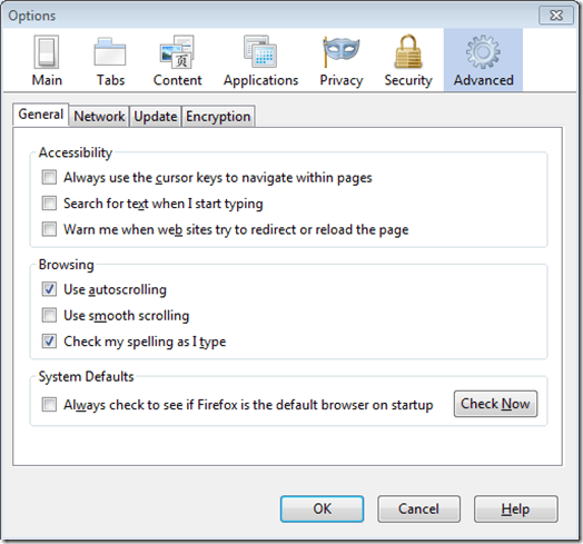 firefox options