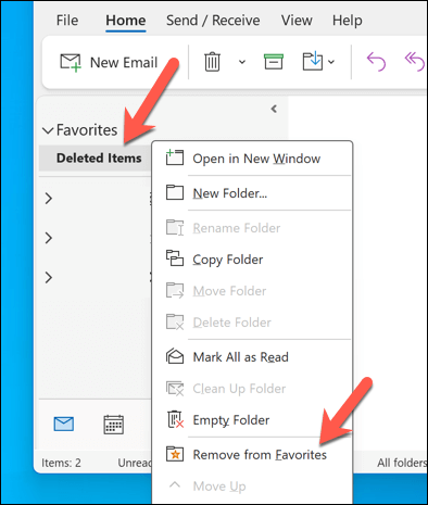 วิธีลบโฟลเดอร์รายการโปรดใน Microsoft Outlook รูปที่ 7